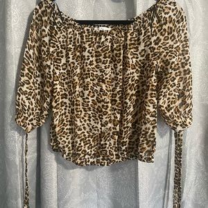 Cheetah print off the shoulder with ties